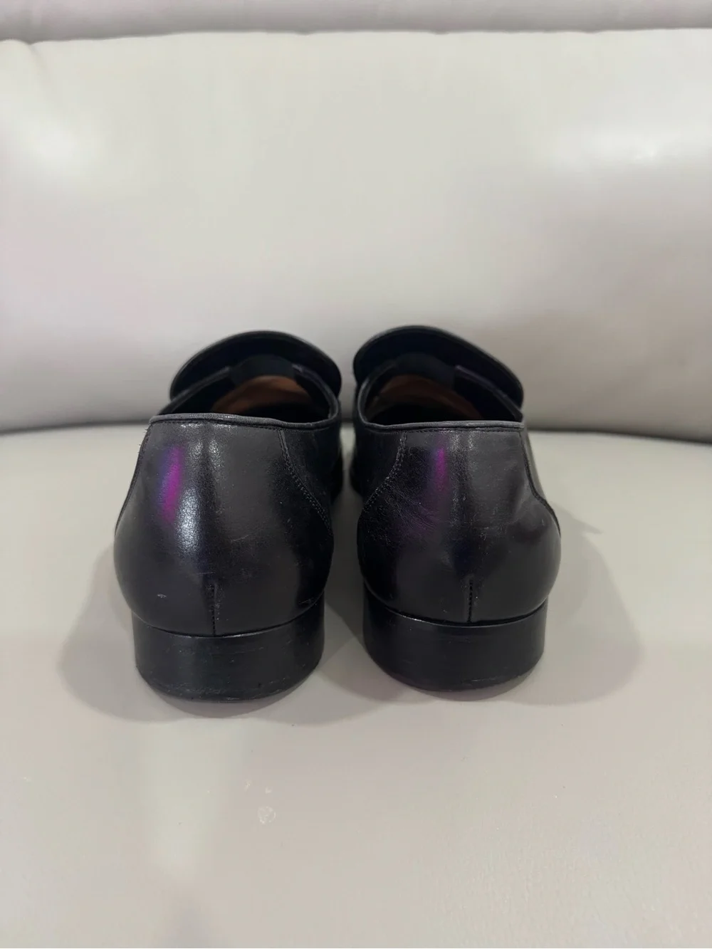 Salvatore Ferragamo Black Leather Slip-On Loafers with Silver Bit